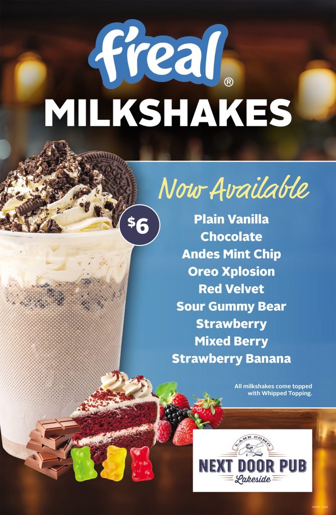 f’real Milkshakes - Nextdoor Pub Lakeside - Serving Lake Como